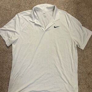 Nike Men's Light Gray Striped Polo Shirt